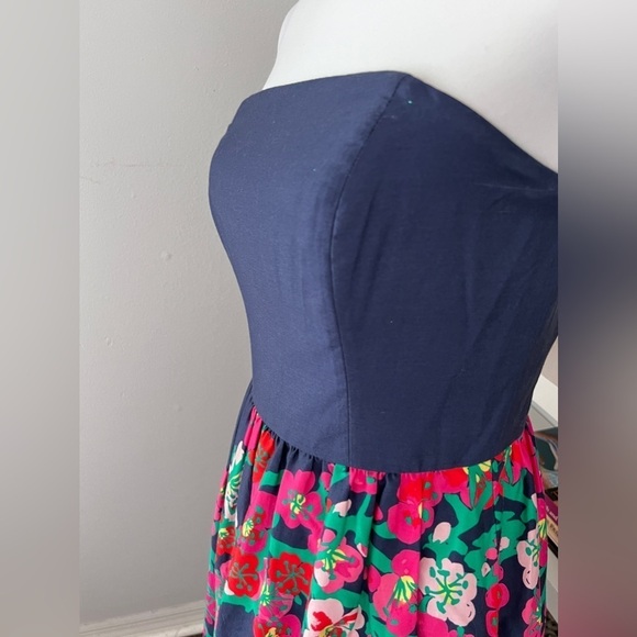 Lilly Pulitzer Lottie Navy Cherry Floral Strapless Dress size 8 - Picture 5 of 13